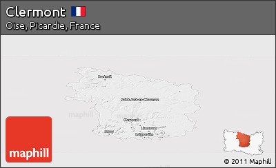 Silver Style Panoramic Map of Clermont, single color outside