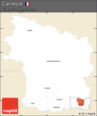 Classic Style Simple Map of Clermont, single color outside
