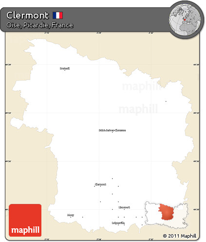 Classic Style Simple Map of Clermont, single color outside