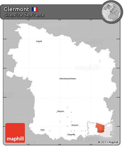 Gray Simple Map of Clermont, single color outside