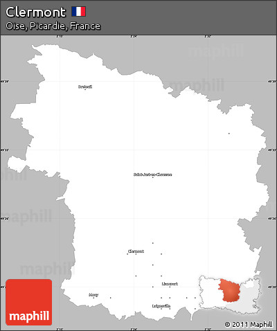 Gray Simple Map of Clermont, single color outside