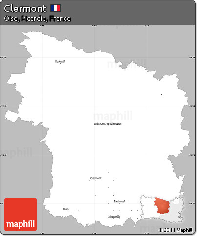Gray Simple Map of Clermont, single color outside