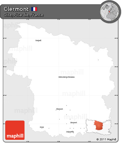 Silver Style Simple Map of Clermont, single color outside