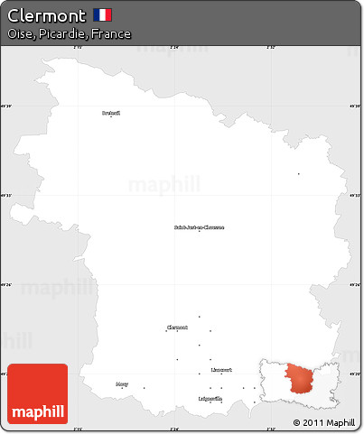 Silver Style Simple Map of Clermont, single color outside
