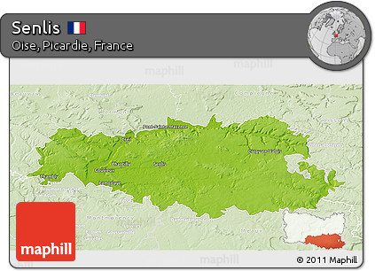 Physical 3D Map of Senlis, lighten