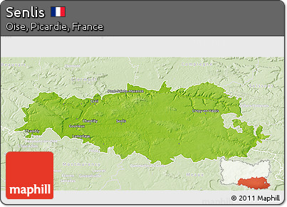 Physical 3D Map of Senlis, lighten