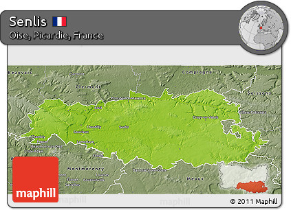 Physical 3D Map of Senlis, semi-desaturated