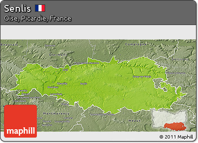 Physical 3D Map of Senlis, semi-desaturated