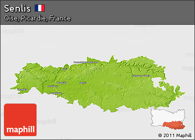 Physical 3D Map of Senlis, single color outside