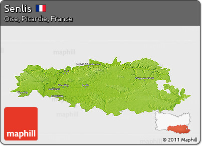 Physical 3D Map of Senlis, single color outside