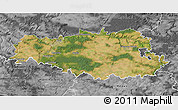 Satellite 3D Map of Senlis, desaturated