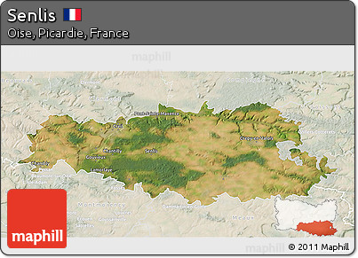 Satellite 3D Map of Senlis, lighten