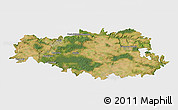 Satellite 3D Map of Senlis, single color outside