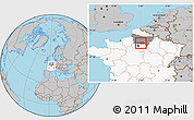 Gray Location Map of Senlis, highlighted country, highlighted grandparent region