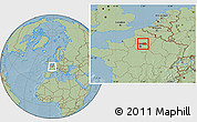 Savanna Style Location Map of Senlis, hill shading
