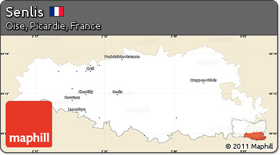 Classic Style Simple Map of Senlis, single color outside