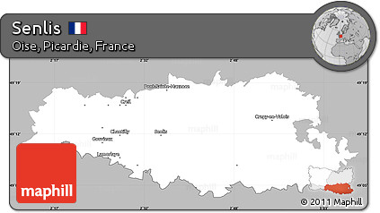 Gray Simple Map of Senlis, single color outside