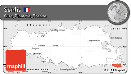 Silver Style Simple Map of Senlis