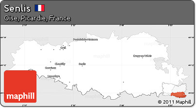 Silver Style Simple Map of Senlis, single color outside