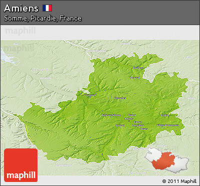 Physical 3D Map of Amiens, lighten