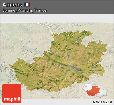 Satellite 3D Map of Amiens, lighten