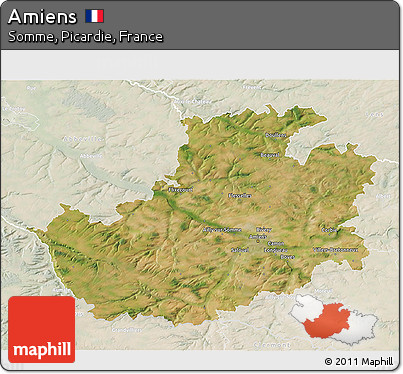 Satellite 3D Map of Amiens, lighten