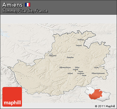 Shaded Relief 3D Map of Amiens, lighten