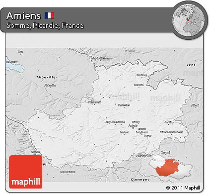 Silver Style 3D Map of Amiens