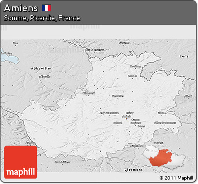 Silver Style 3D Map of Amiens