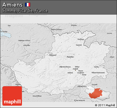 Silver Style 3D Map of Amiens