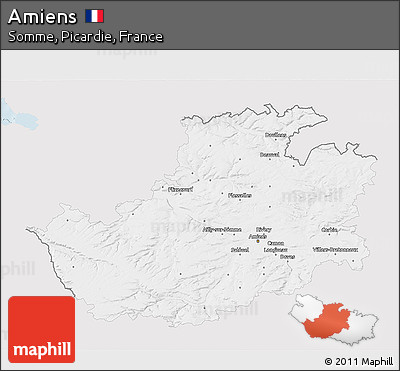 Silver Style 3D Map of Amiens, single color outside
