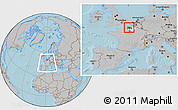 Gray Location Map of Amiens, highlighted parent region, highlighted grandparent region, within the entire country, hill shading