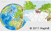 Physical Location Map of Amiens, highlighted country, highlighted grandparent region