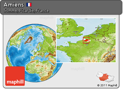 Physical Location Map of Amiens, highlighted parent region