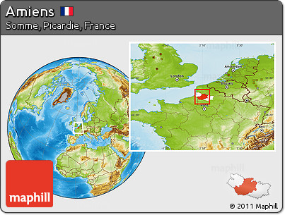 Physical Location Map of Amiens, highlighted parent region