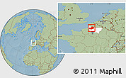 Savanna Style Location Map of Amiens, highlighted grandparent region, hill shading