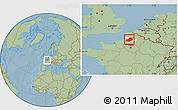 Savanna Style Location Map of Amiens, highlighted parent region, hill shading