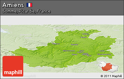 Physical Panoramic Map of Amiens, lighten