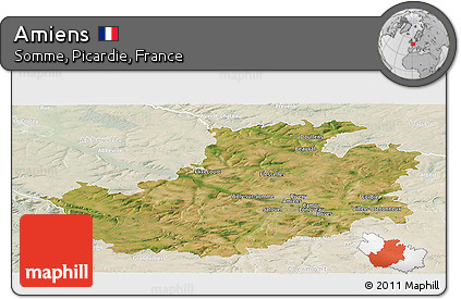 Satellite Panoramic Map of Amiens, lighten