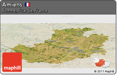 Satellite Panoramic Map of Amiens, lighten