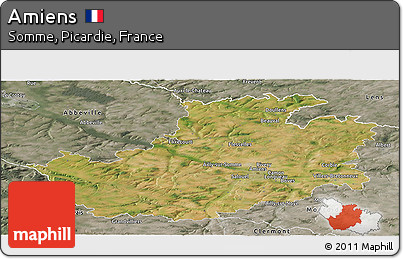 Satellite Panoramic Map of Amiens, semi-desaturated
