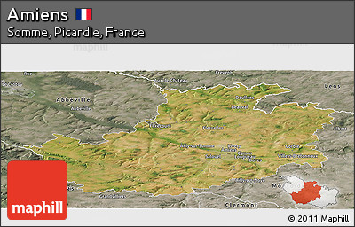 Satellite Panoramic Map of Amiens, semi-desaturated