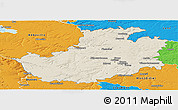 Shaded Relief Panoramic Map of Amiens, political outside