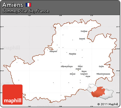 Classic Style Simple Map of Amiens, cropped outside