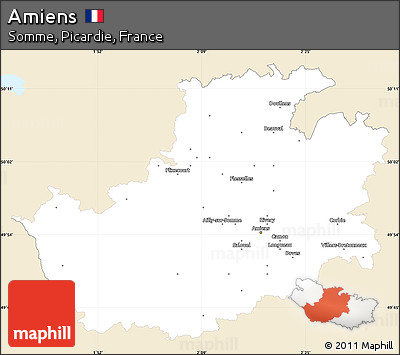 Classic Style Simple Map of Amiens, single color outside