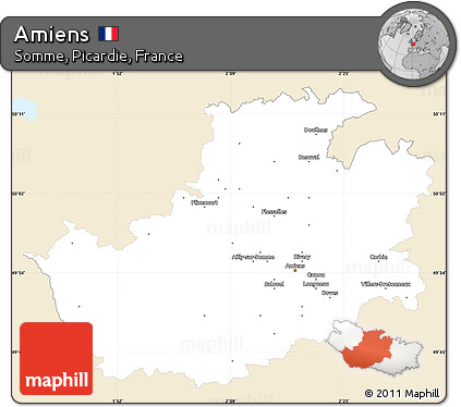 Classic Style Simple Map of Amiens, single color outside