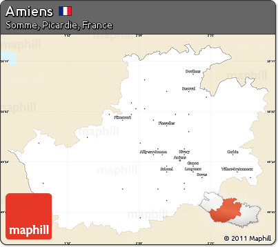 Classic Style Simple Map of Amiens, single color outside