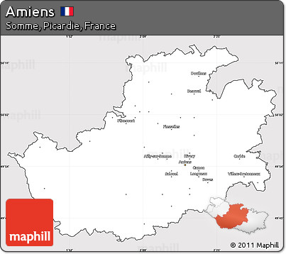 Silver Style Simple Map of Amiens, cropped outside