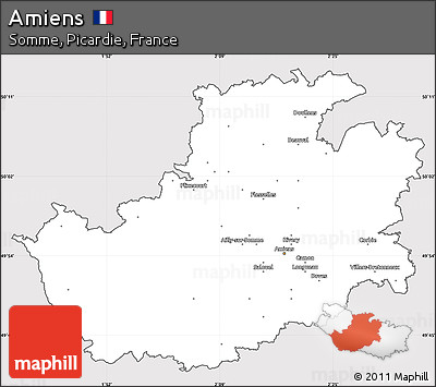 Silver Style Simple Map of Amiens, cropped outside
