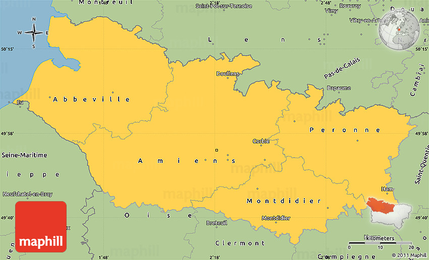 Savanna Style Simple Map of Somme
